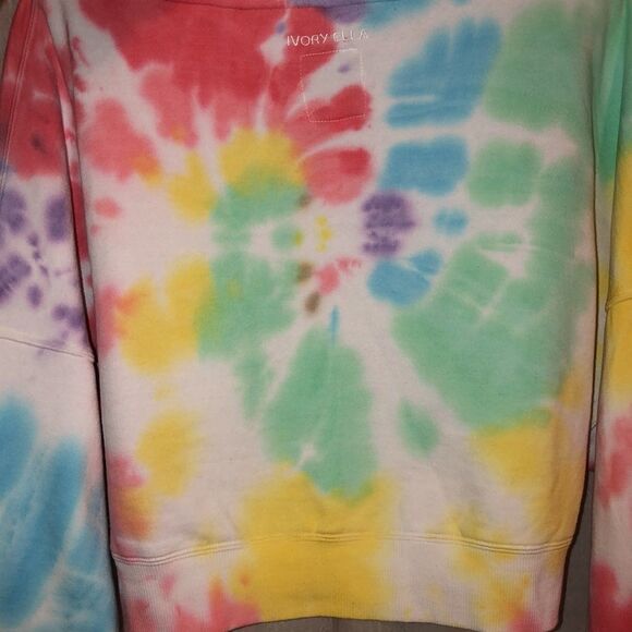 ivory ella M Crop Tie Dye Full Zip Drawstring Hoodie - Picture 9 of 12